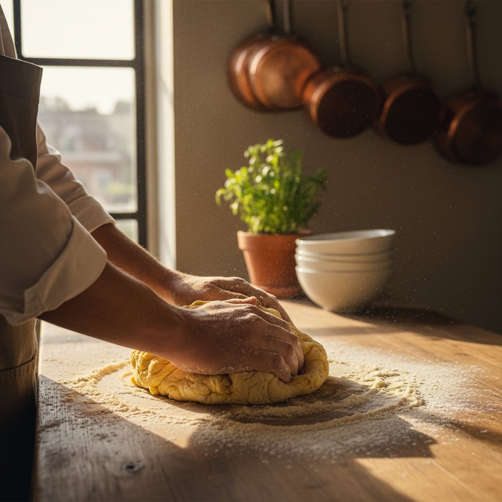 Kobieta przygotowująca domowe danie w nowoczesnej kuchni podczas kursu kulinarnego online Kabita